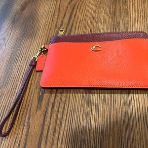 Coach new red and maroon wristlet